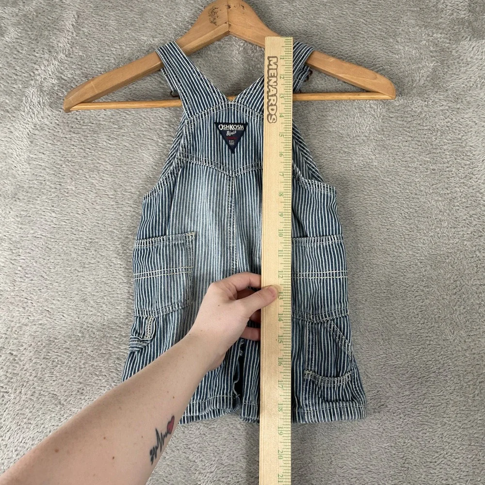 OshKosh Bgosh Hickory Stripe Overalls Kids 18M Blue Railroad Denim